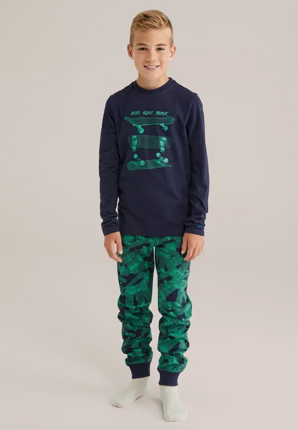 Комплект пижамы с принтом Pyjama set We Fashion, Navy Blue, темно-синий