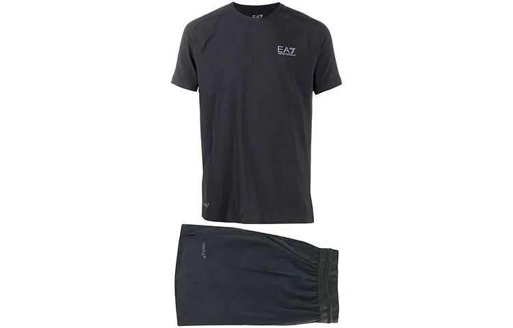 Мужской спортивный комплект с круглым вырезом Emporio Armani EA7, Black