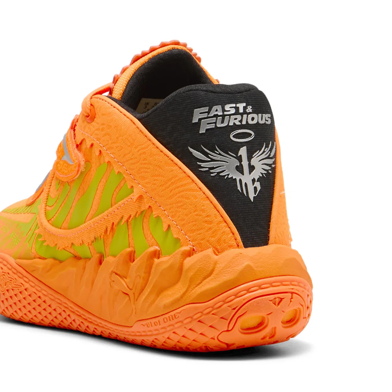 Кроссовки для мальчиков MB.05 Fast & Furious PUMA, цвет Lux Lime/Heat Fire/Black — фото 3