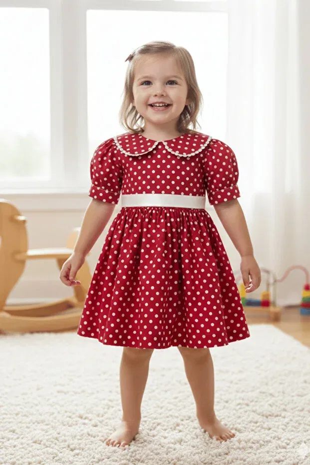 Детское платье для девочек с принтом Minnie Dress Bertuğ Bebek, Red