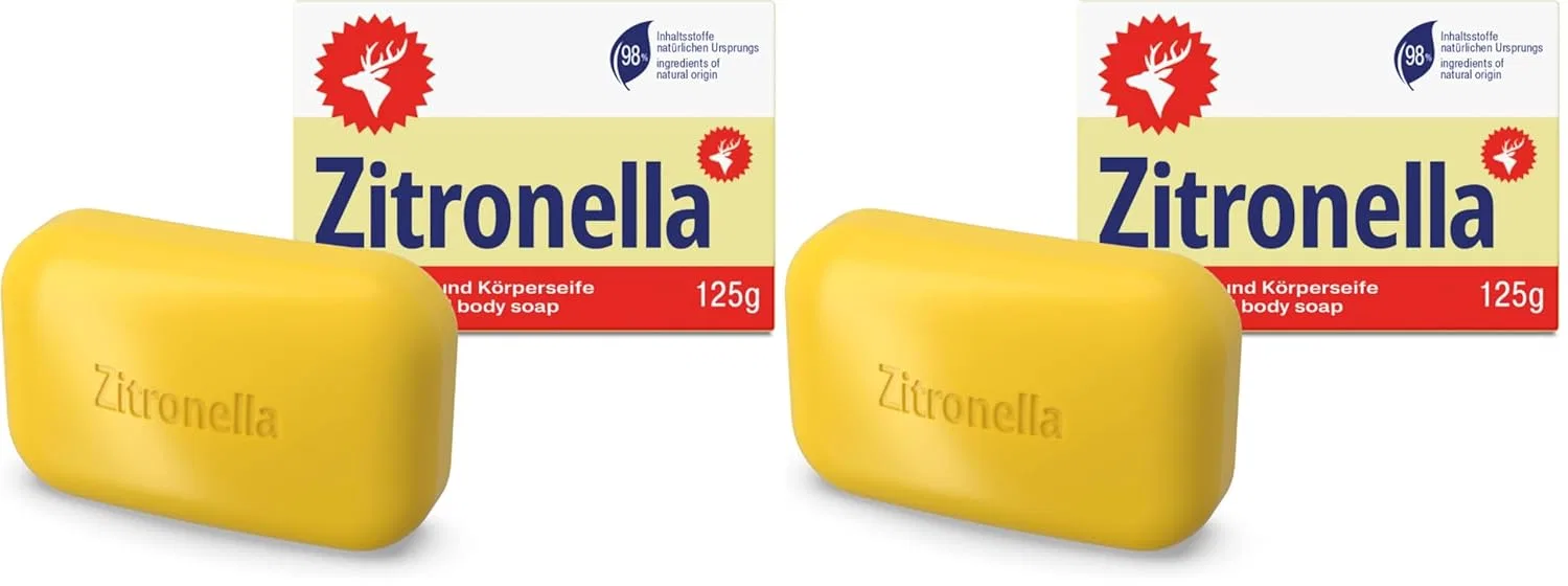 Мыло твердое для рук и тела с лимонным ароматом, Zitronella, 2 шт., 125 г, Yellow