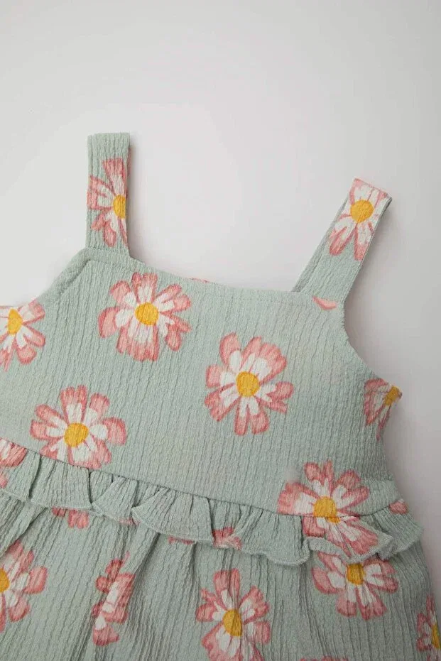 Детское платье для девочек с принтом Floral Sleeveless Dress Defacto, Blue-Be440 — фото 2