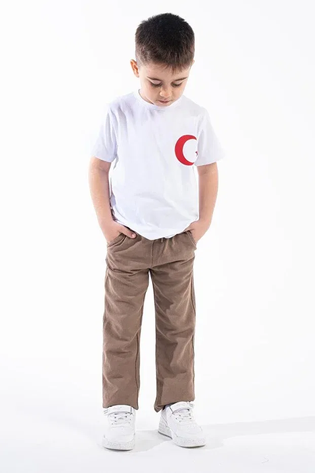 Детская футболка с принтом Turkish Flag Chest Crest Trend Baby Kids, White Boy — фото 2