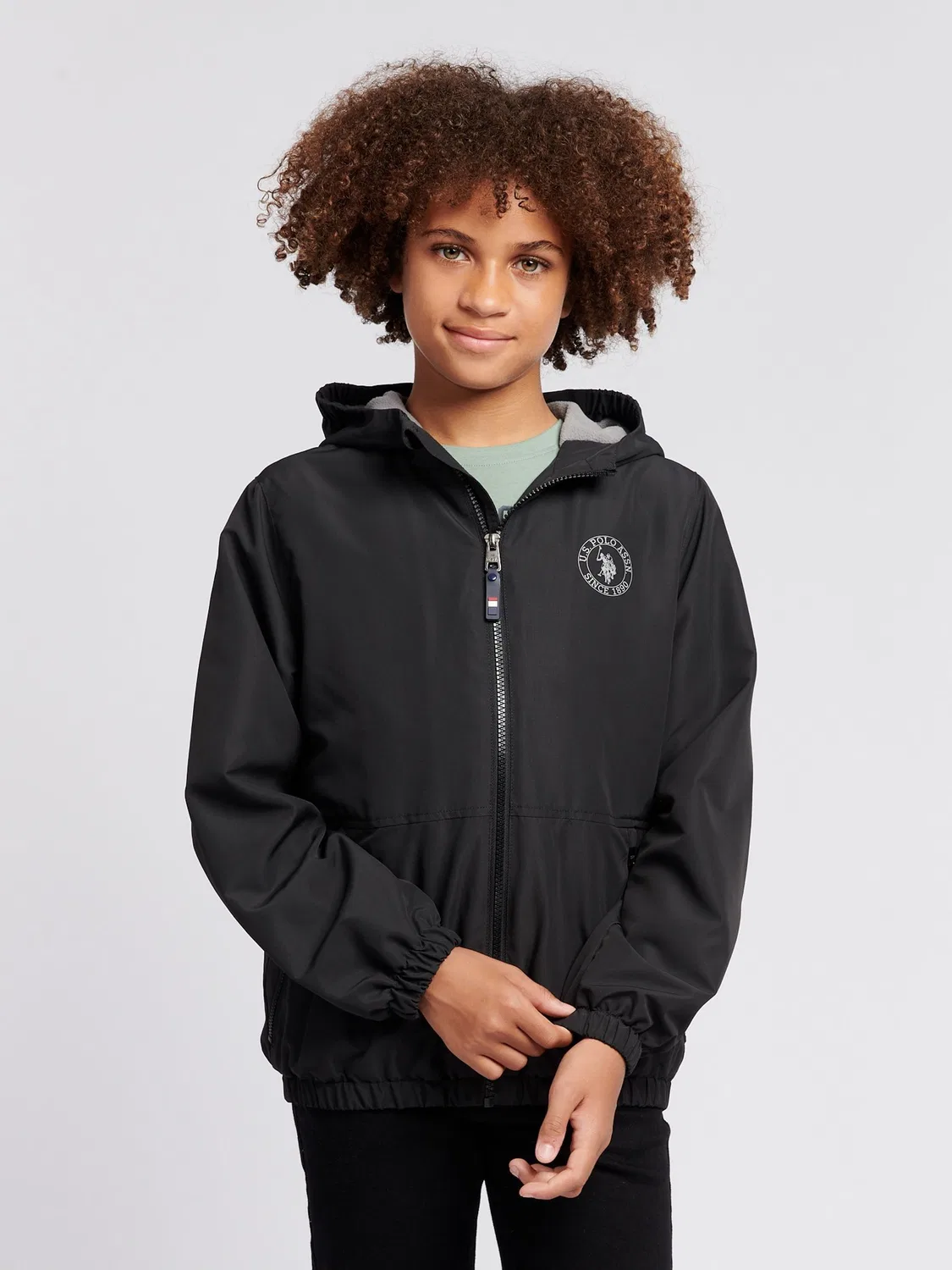 Ветровка для мальчиков с флисовой подкладкой U.S. Polo Assn, черный