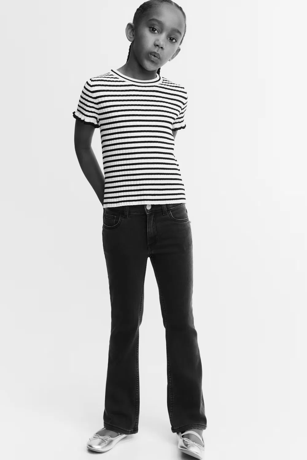 Очень мягкие джинсы-клеш H&M, Denimschwarz — фото 2