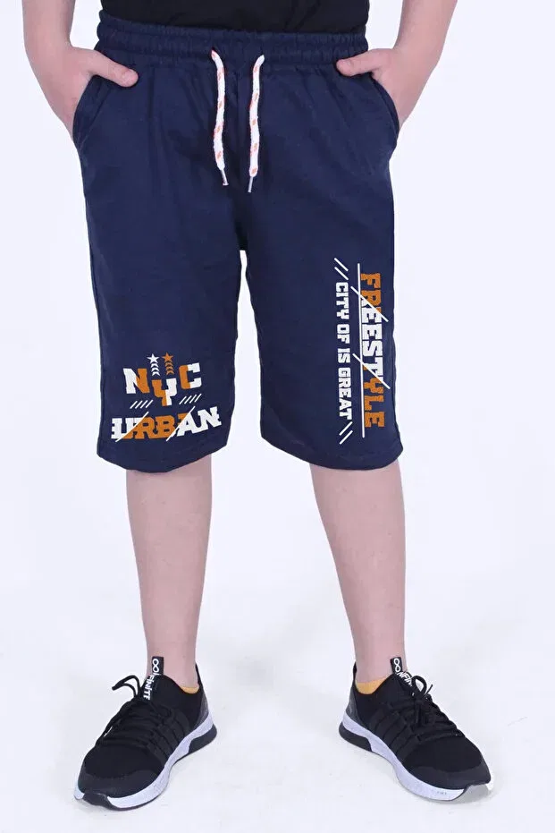 Детские шорты для мальчиков с принтом Nyc Printed Ya Ko Kids, Navy Blue