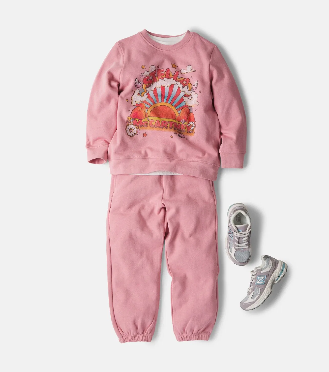 Комплект из хлопкового джерси: свитшот и спортивные штаны, Stella Mccartney Kids, розовый — фото 2