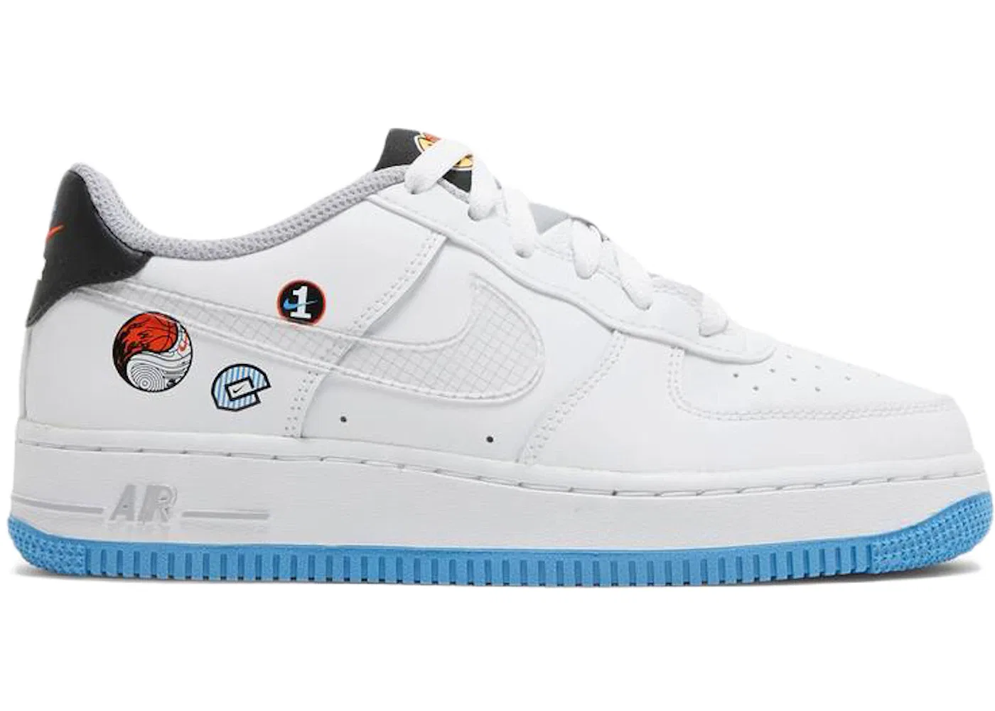 Детские кроссовки для мальчиков с принтом Nike Air Force 1 Low Nike, White/Multi-Color/Wolf Grey