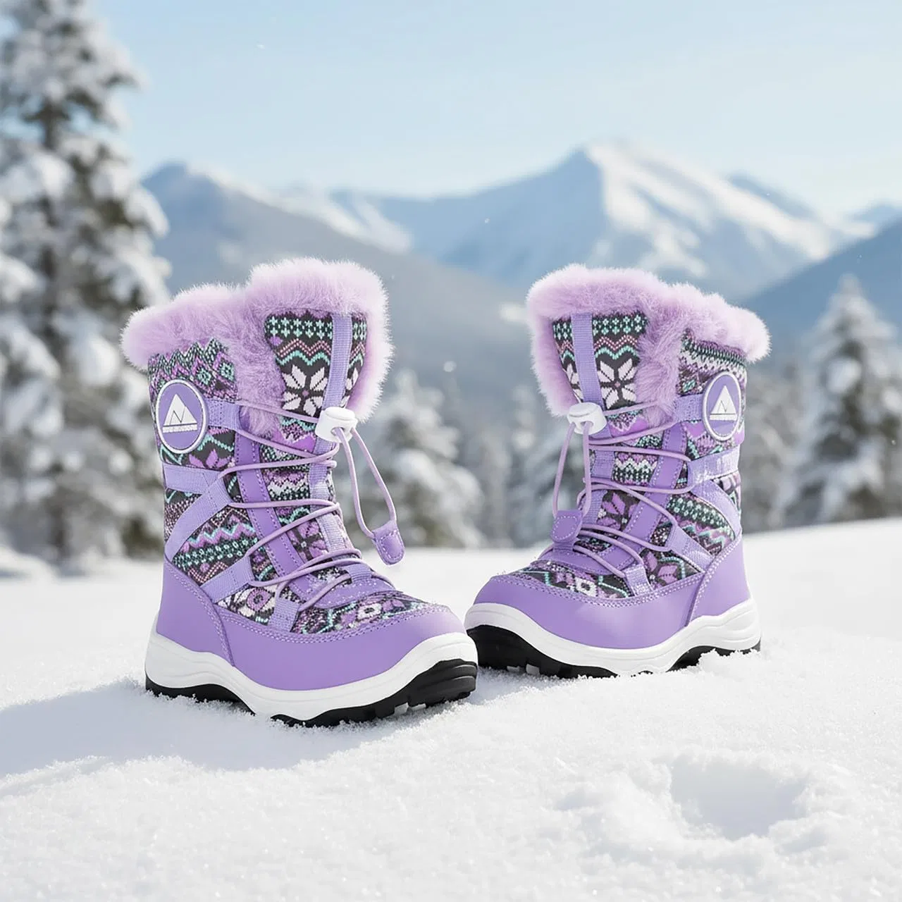 Детские зимние снежные ботинки Nova Mountain для мальчиков и девочек Nova Footwear, Purplemulti — фото 3