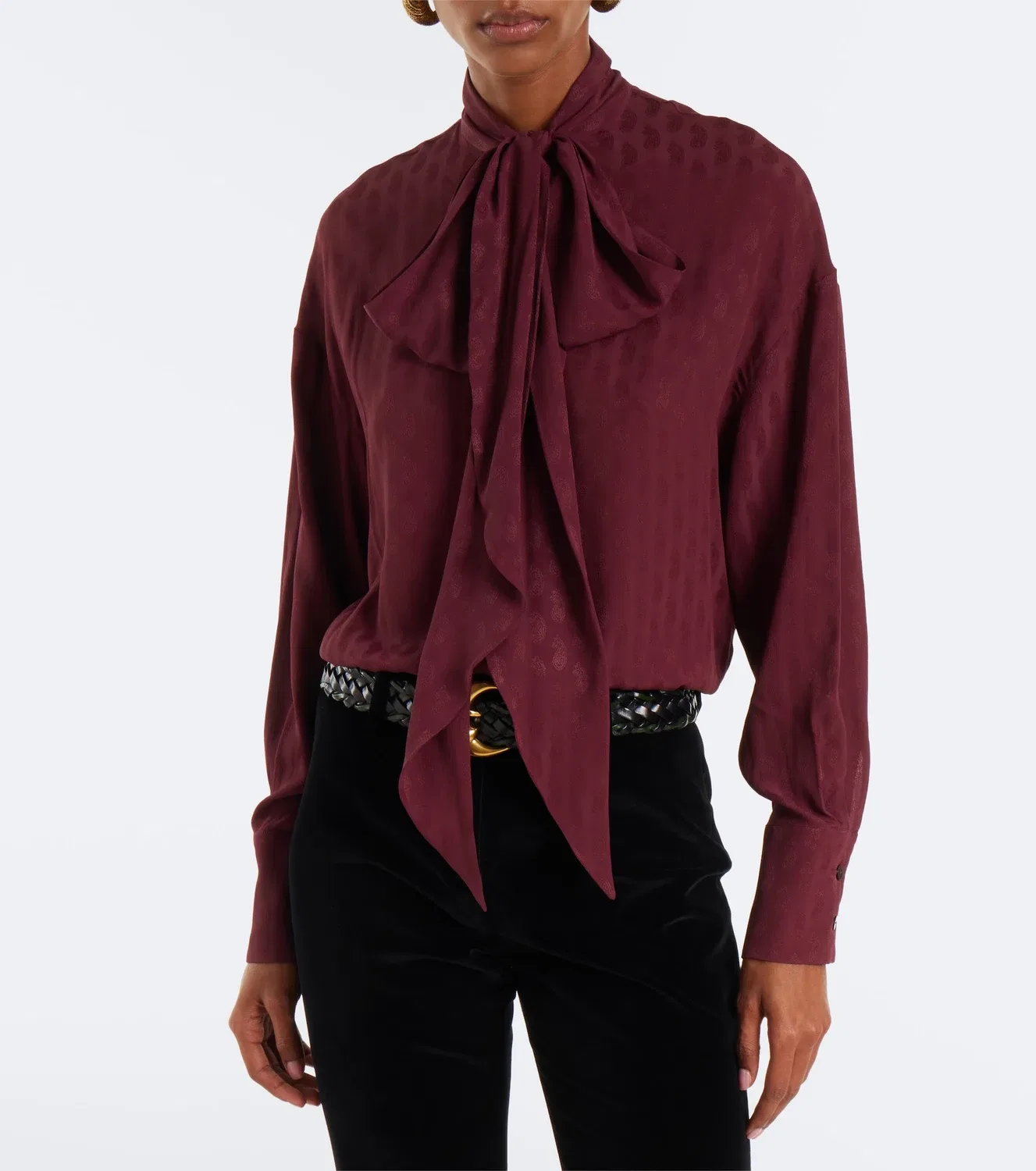 Блуза с бантом Etro, бордовый — фото 2
