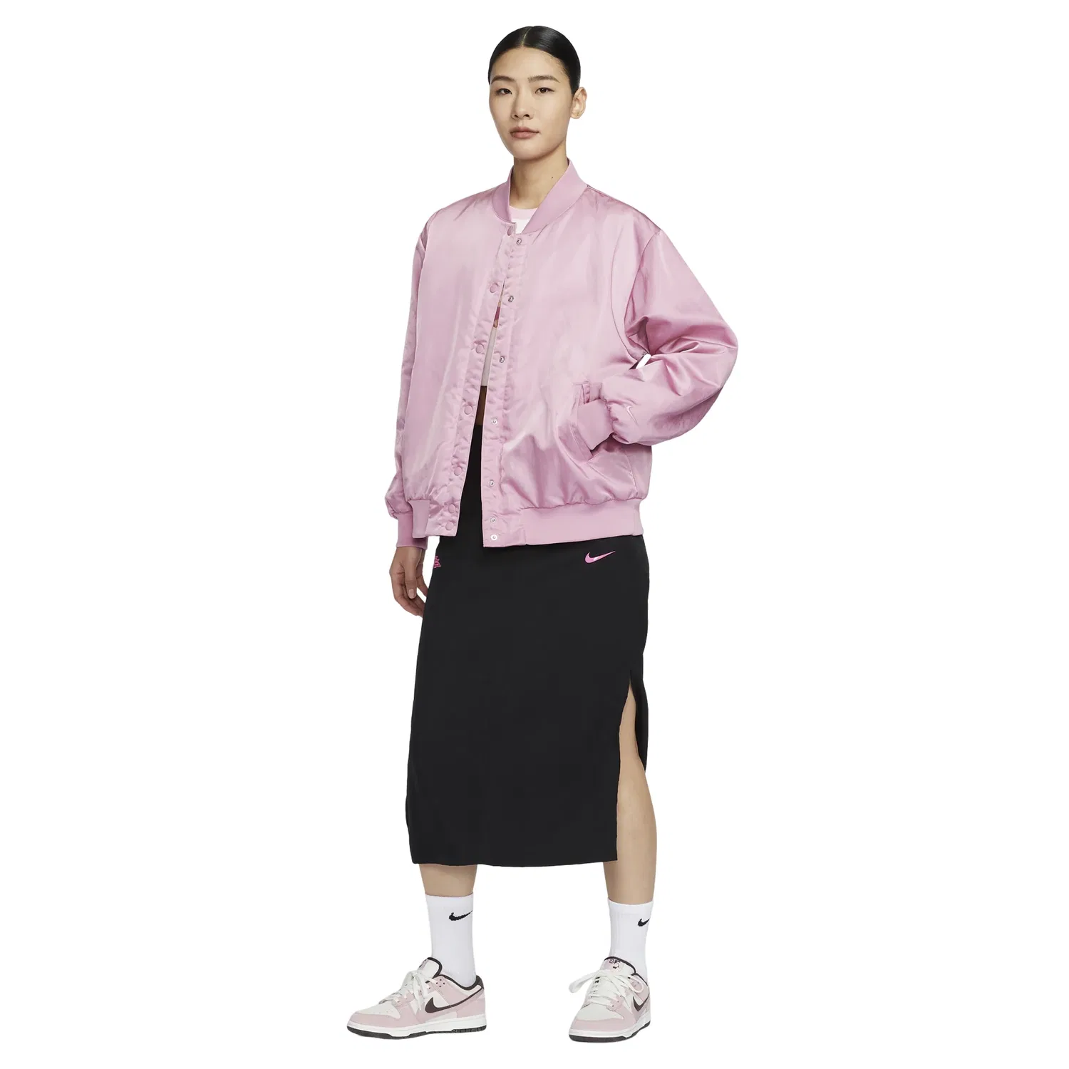 Женская куртка Baseball Satin Jacket Asia Sizing 'Pink' Nike, розовый — фото 4