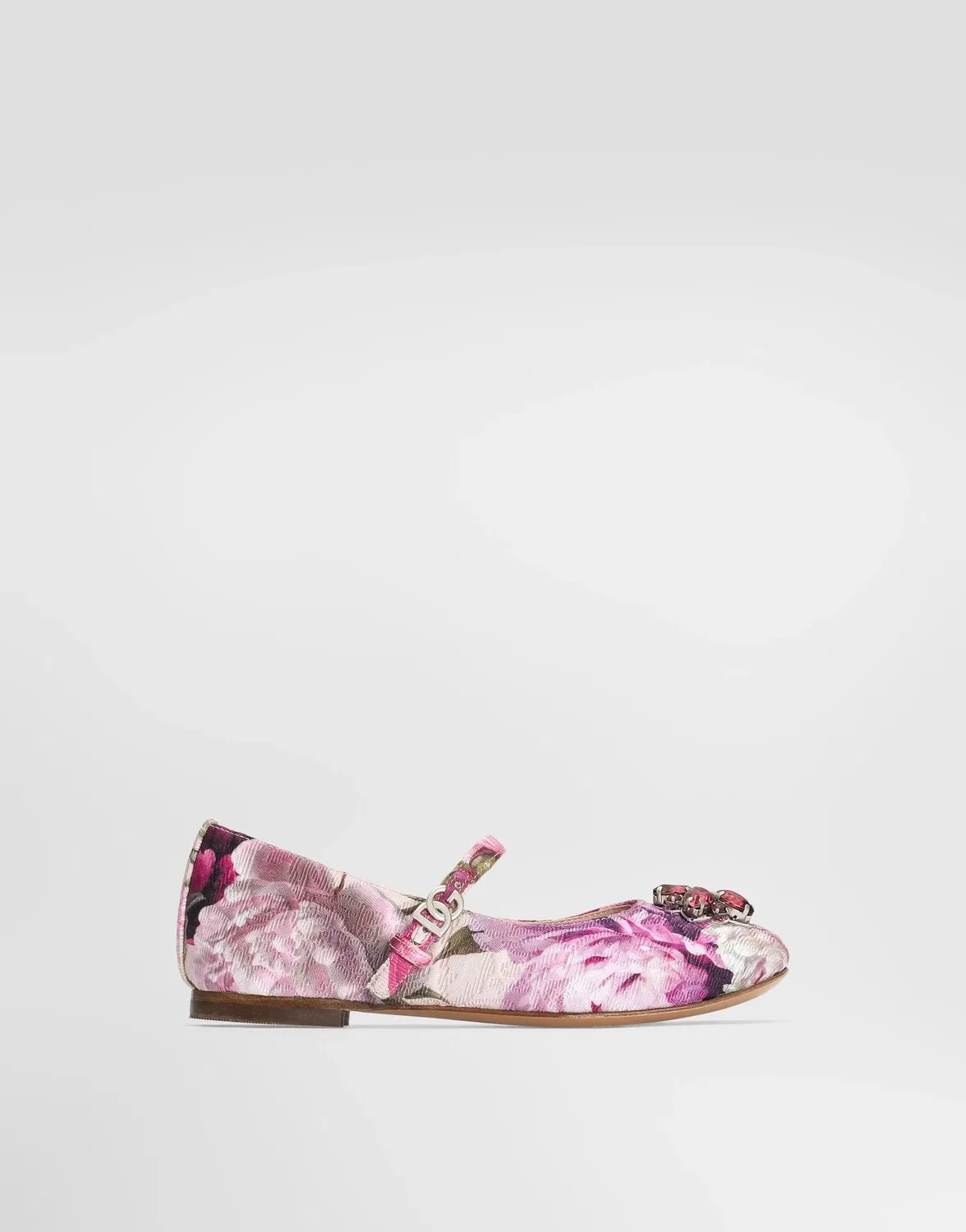 Балетки из парчи с брошкой Dolce&Gabbana, бежевый