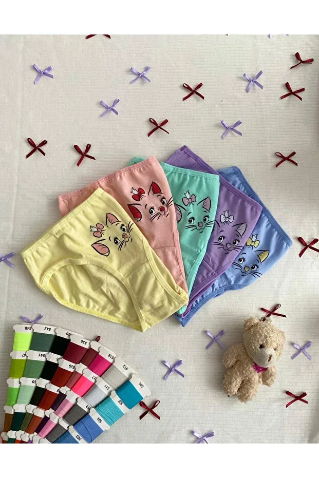 Детские трусы для девочек хлопковые с принтом Cat Printed Cotton Girls' Panties Alya Underwear, Multicolor (P61) — фото 3