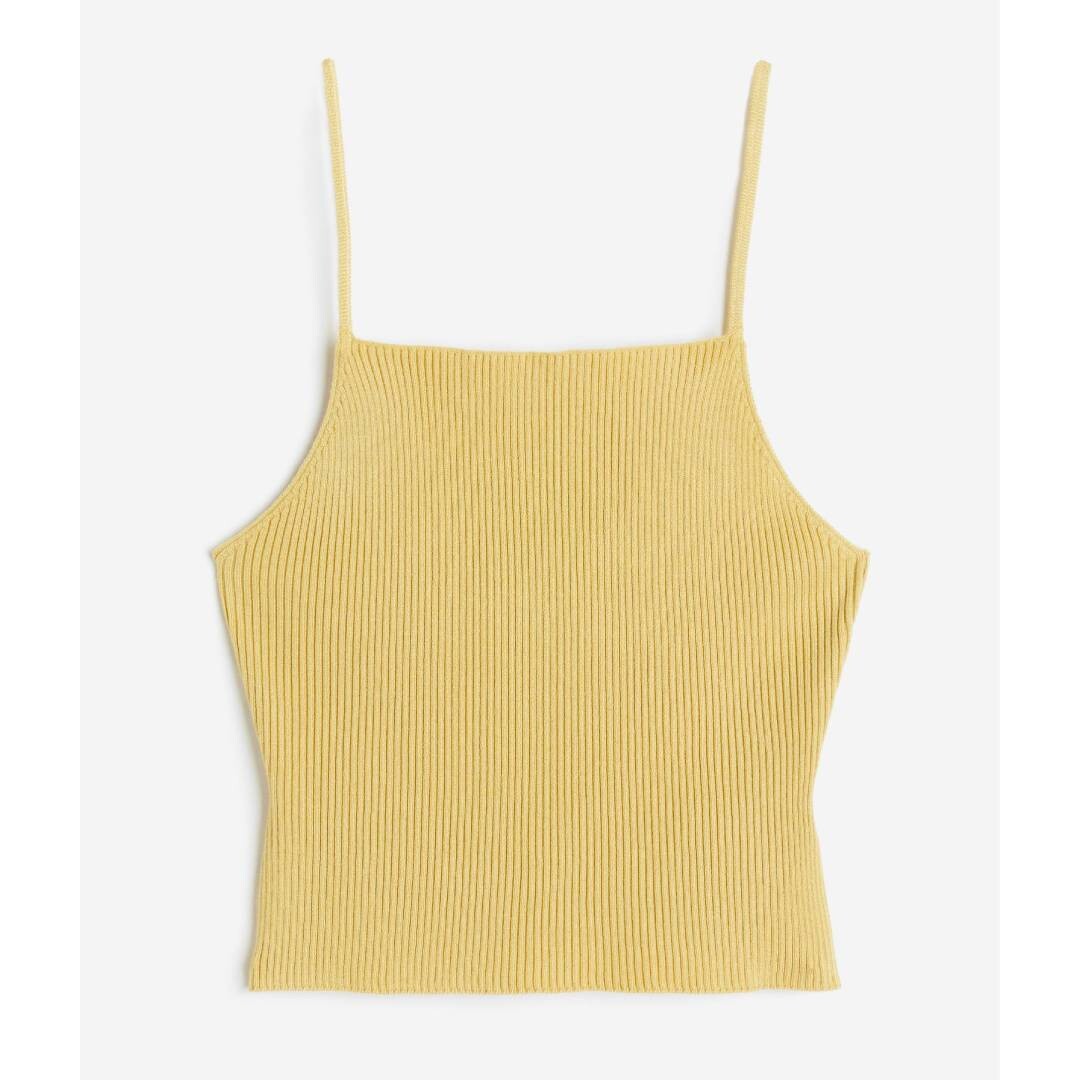 

Эластичный вязаный топ с ремешками H&M, желтый