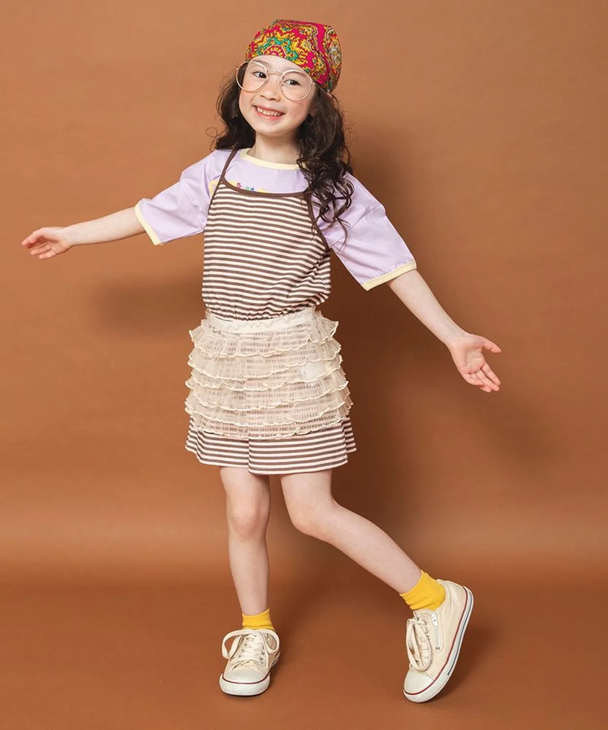 Детская юбка из фатина с воланами, с короткой длиной, модель Rii-chan x branshes DRC branshes, Brown — фото 4