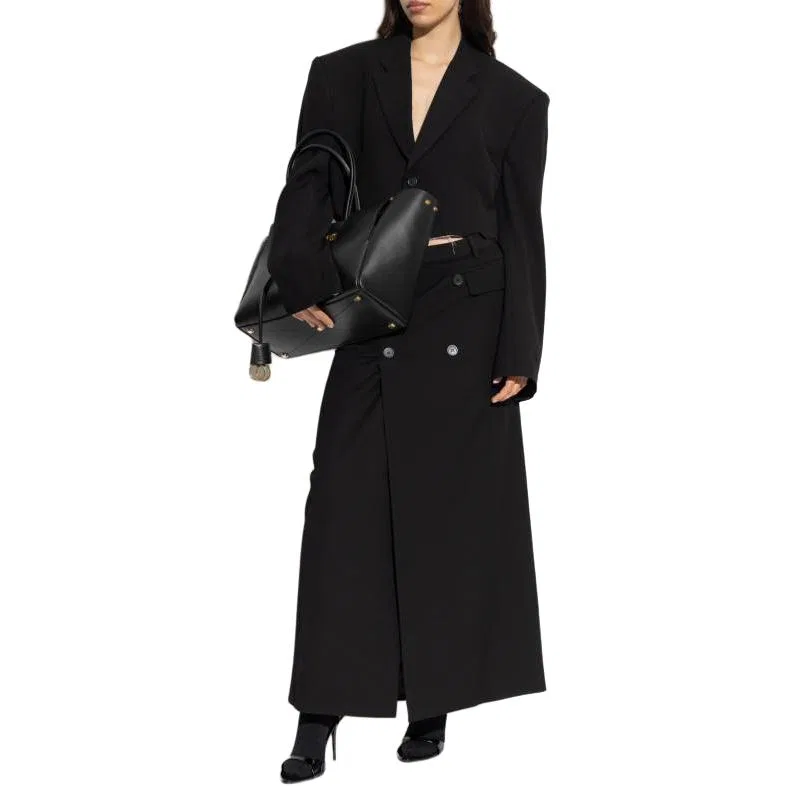 Длинная юбка с декоративными пуговицами, Balenciaga, Black — фото 3