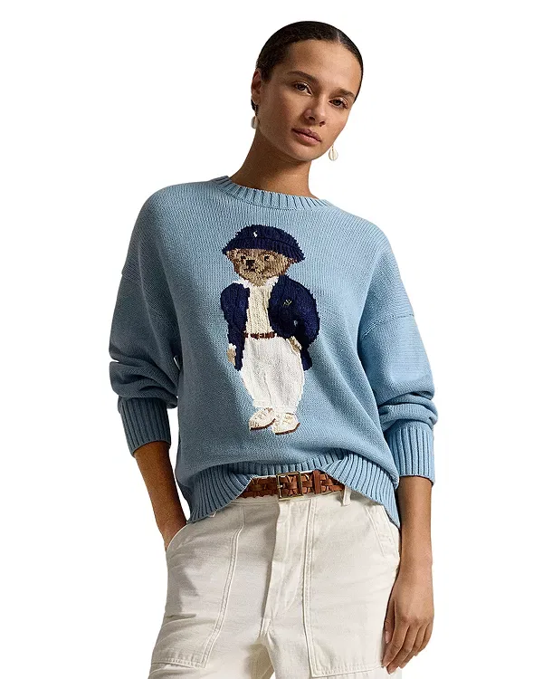 Женский свитер оверсайз с принтом Polo Bear Ralph Lauren, синий
