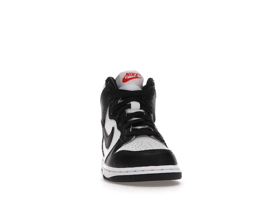Детские кроссовки высокие с перфорированной кожей Nike Dunk High Panda 2021 PS, Black/White-Red — фото 2