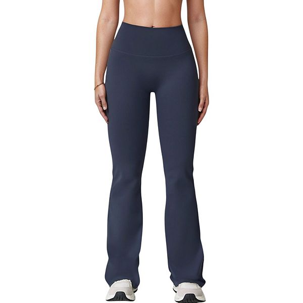 

Женские брюки с высокой талией и расклешенными штанинами из гладкой ткани с бесшовным поясом Anna-Kaci, Navy