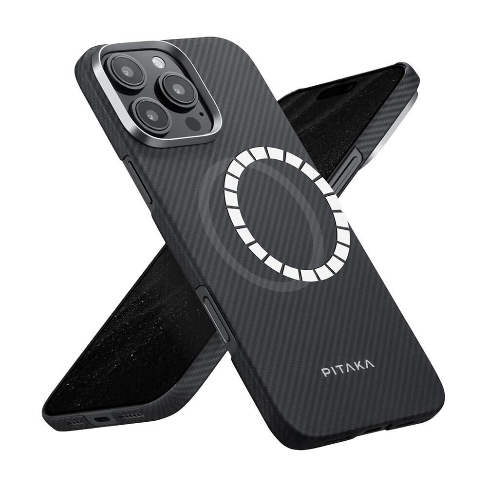 

Чехол Pitaka Tactile Woven для iPhone 16 Pro с MagSafe, Black/Grey (Twill), Черный, Чехол Pitaka Tactile Woven для iPhone 16 Pro с MagSafe, Black/Grey (Twill)