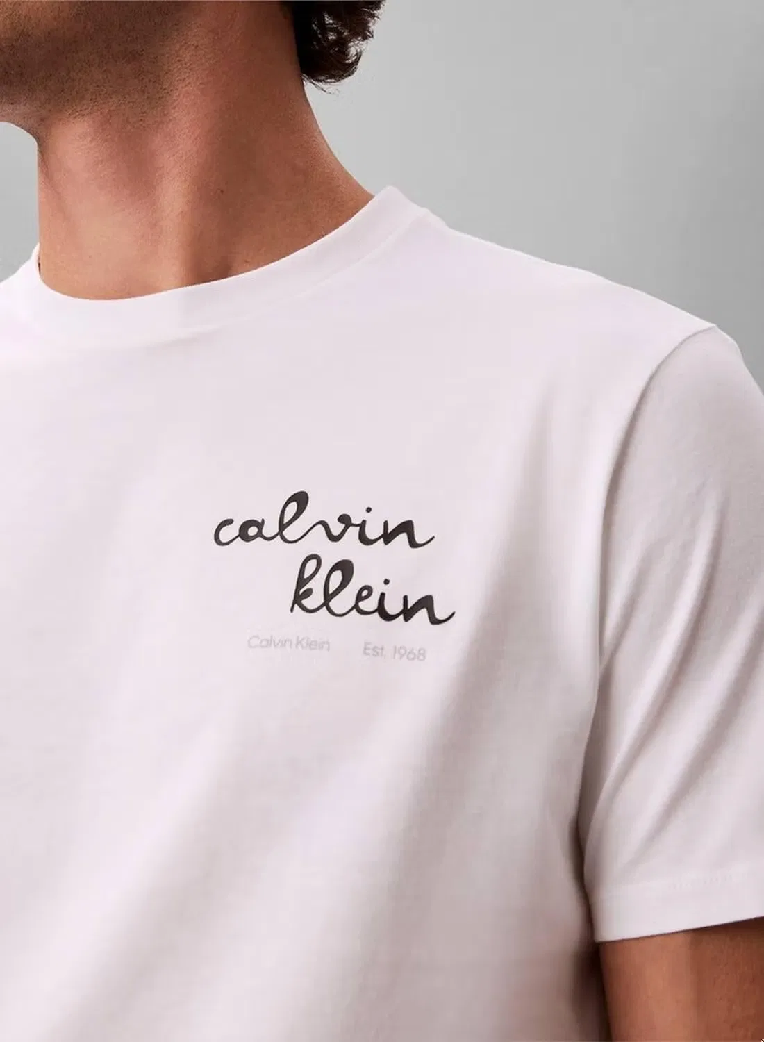 Футболка с принтом логотипа Bold script logo graphic Calvin Klein, белый — фото 3