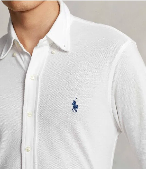 Мужская рубашка оксфорд с длинным рукавом Polo Ralph Lauren, белый — фото 4