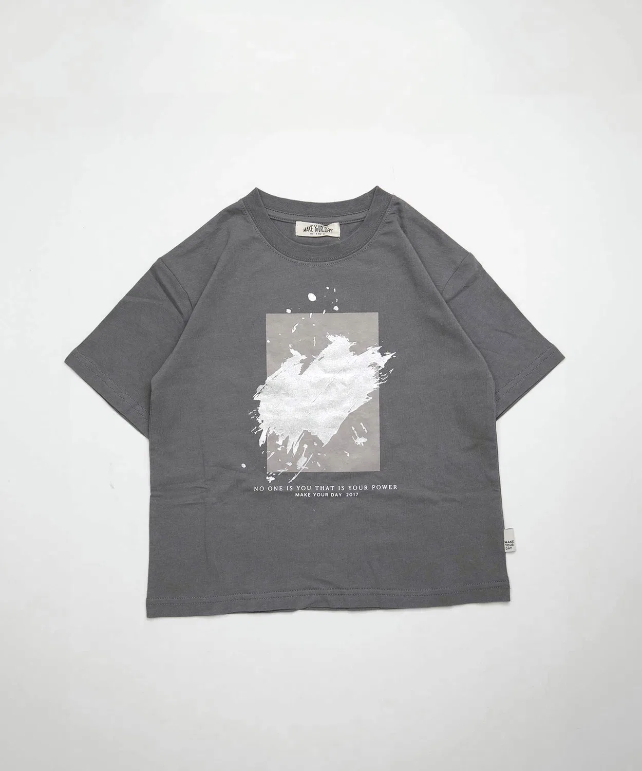 Детская футболка с принтом Foil Art MAKE YOUR DAY, Off White — фото 4