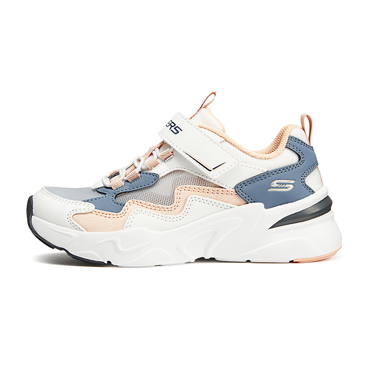 

Износостойкие дышащие низкие кроссовки для девочек Skechers, белый/серый/синий