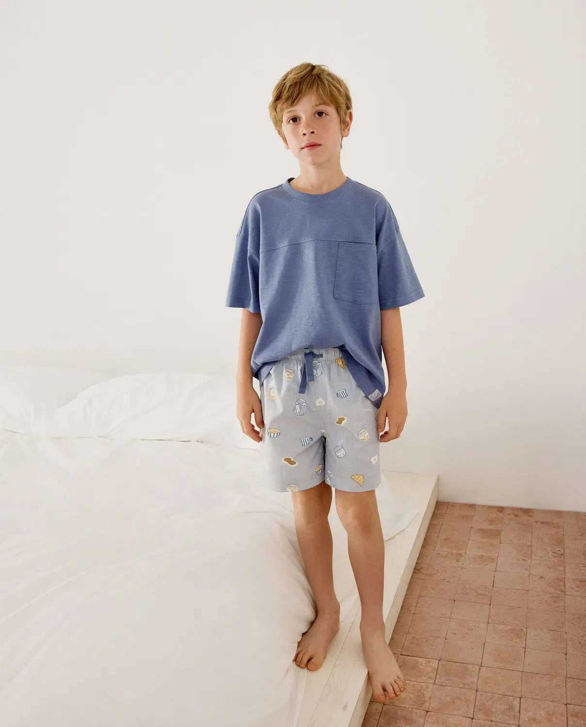Детские пижамные шорты для мальчиков хлопковые Cotton Juice, Azul Marino