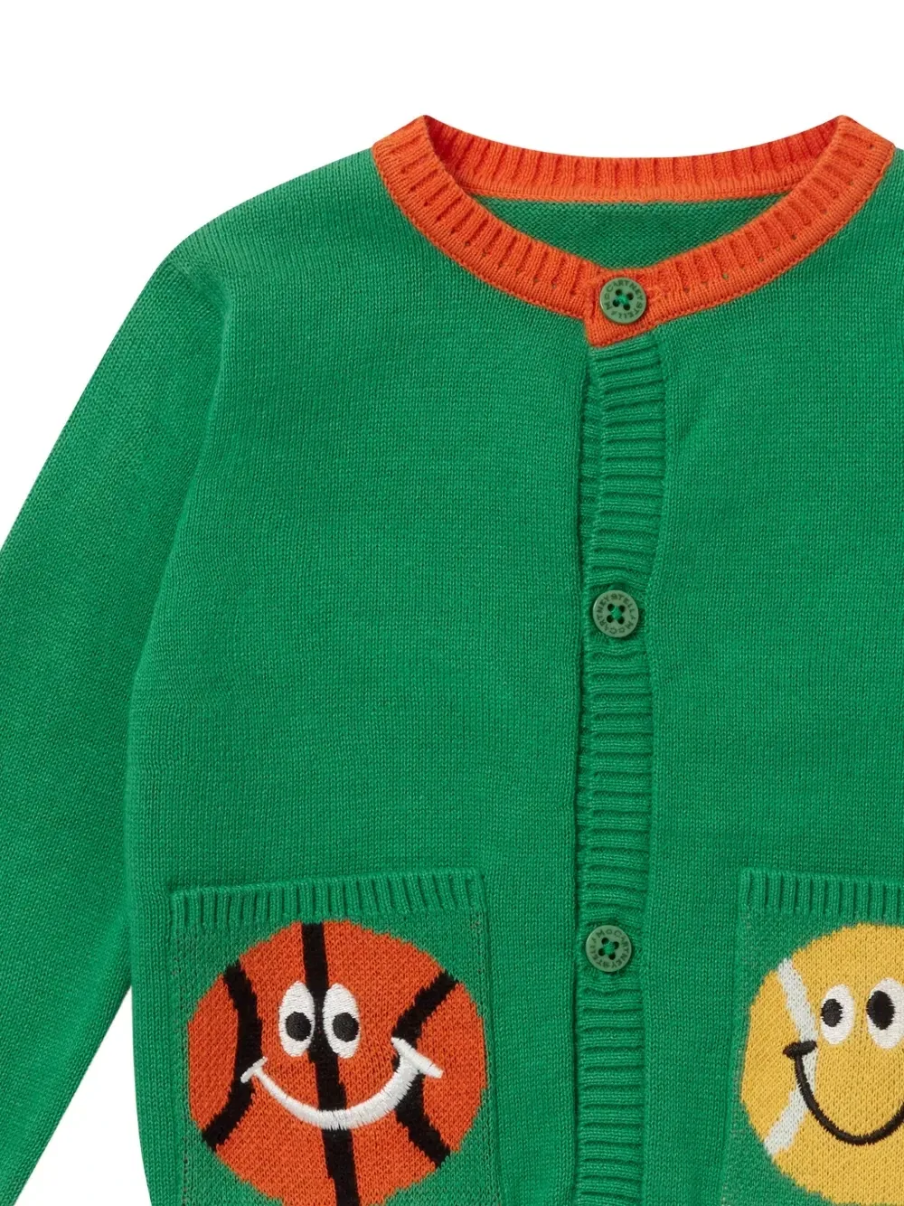 Кардиган с нашивкой в виде улыбающегося баскетбольного мяча Stella McCartney Kids, зеленый — фото 3