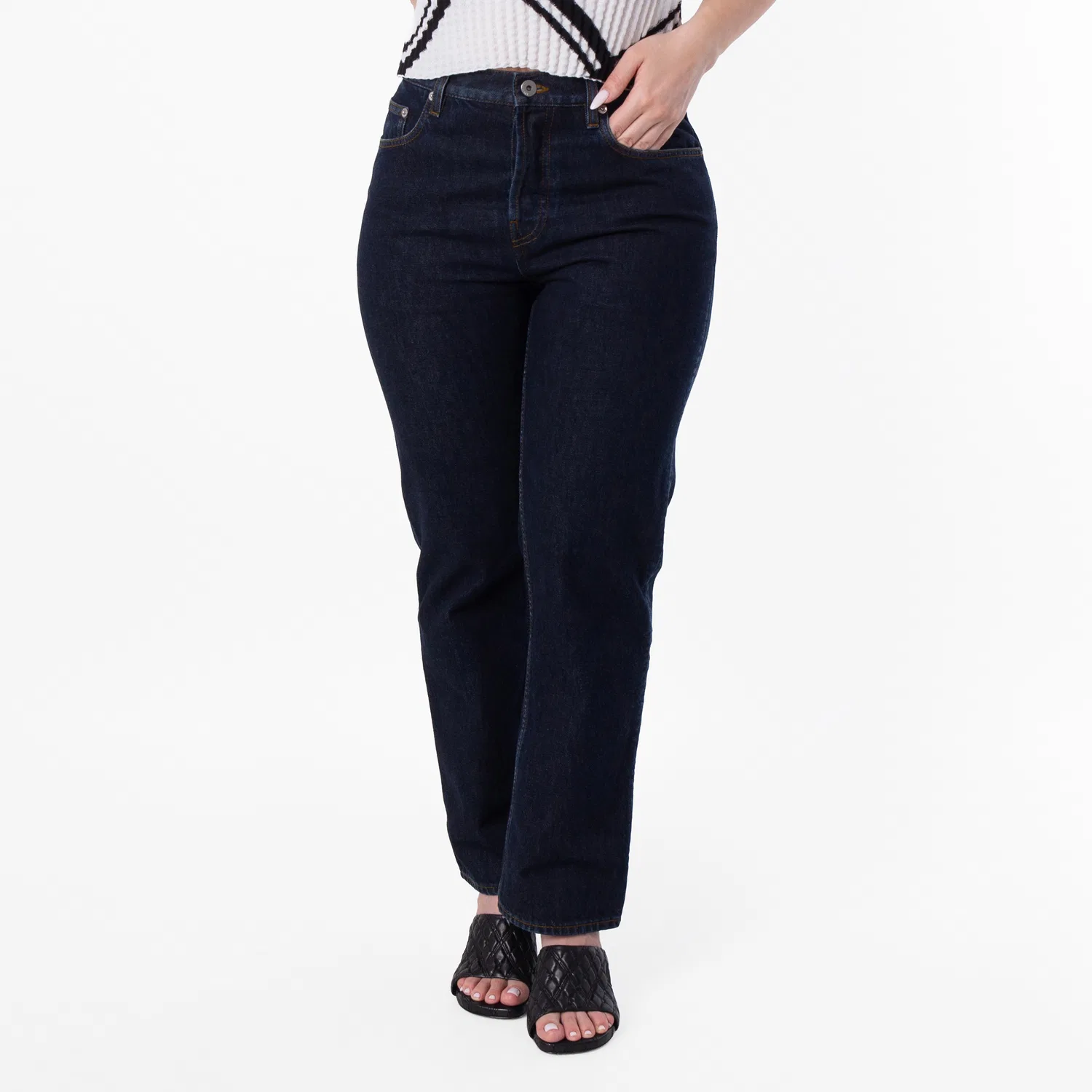 Джинсы прямого кроя с патчем EKD Burberry, Indigo