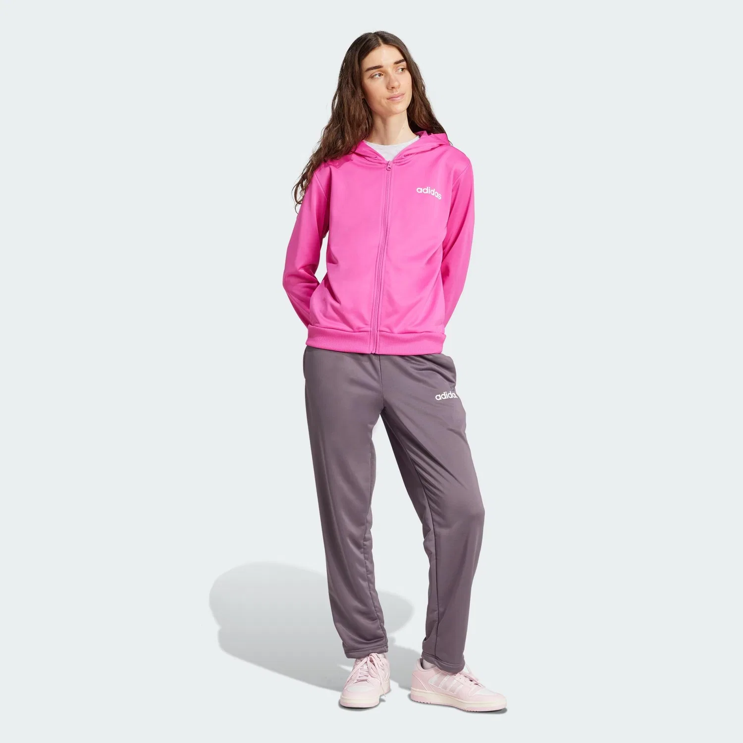 Мужской спортивный костюм из футера Essentials Linear Adidas, Rosa / Grau / Magentapink