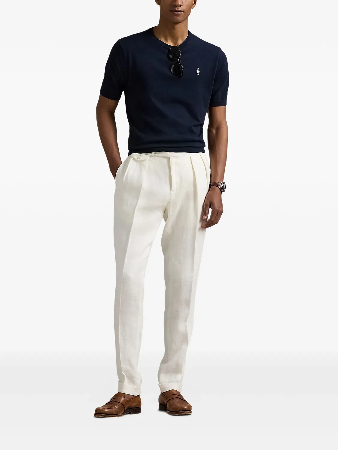 Свитер с круглым вырезом из хлопка Polo Ralph Lauren, синий — фото 3