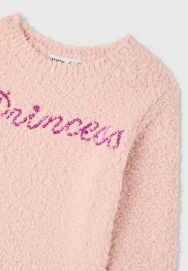 Флисовая кофта с пайетками Fleece jumper Terranova, Rose Cipria, розовый — фото 2
