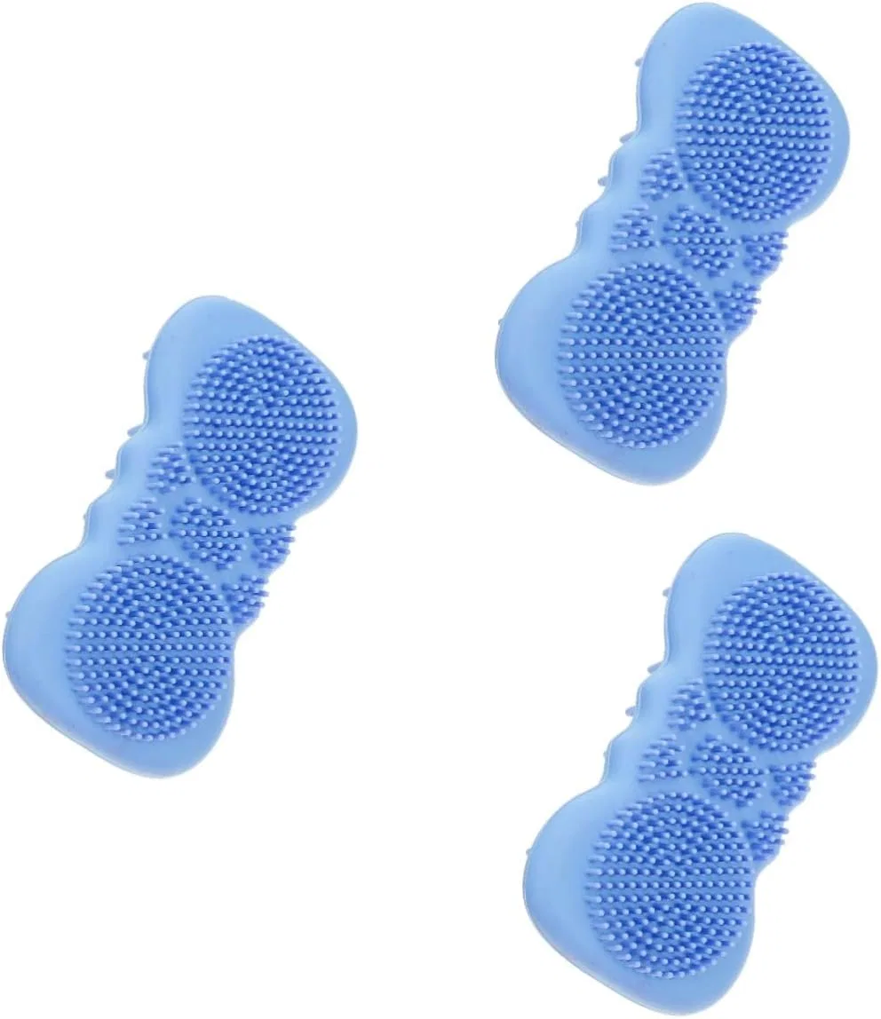 Силиконовая щетка для тела и массажа головы, JECOMPRIS, 3 шт, Blue X 3 Pieces