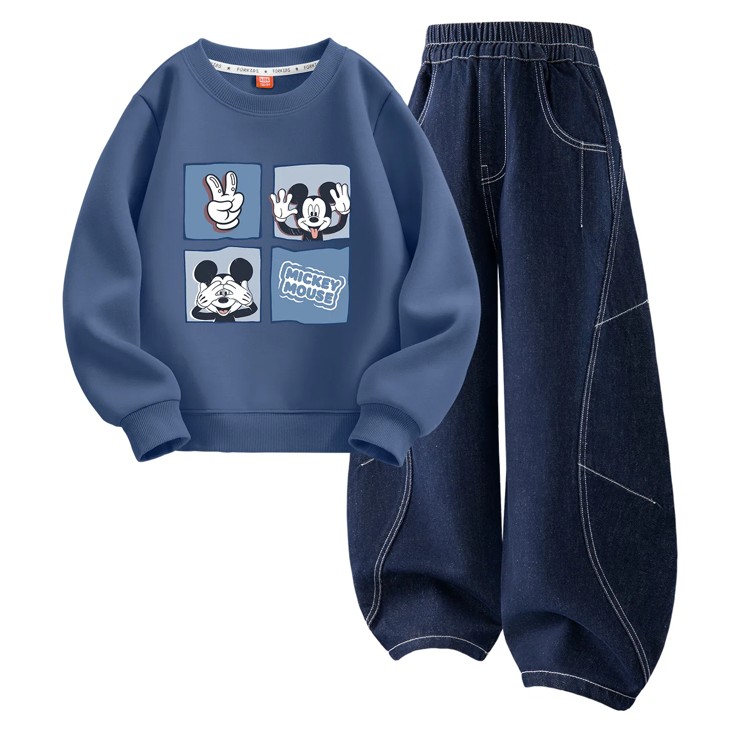 Детский спортивный костюм с принтом Di Square Indigo Solid Color Denim Dark Blue Disney