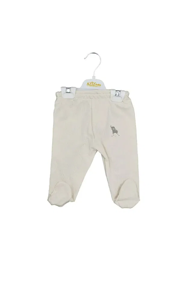 Детские брюки для девочек хлопковые Unisex elephant patterned elastic waist booties baby pants Aziz Bebe, Beige