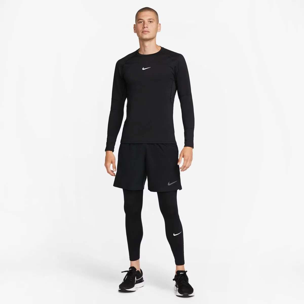 Мужские компрессионные штаны с подогревом Nike Pro Warm Tight, Black/White — фото 3