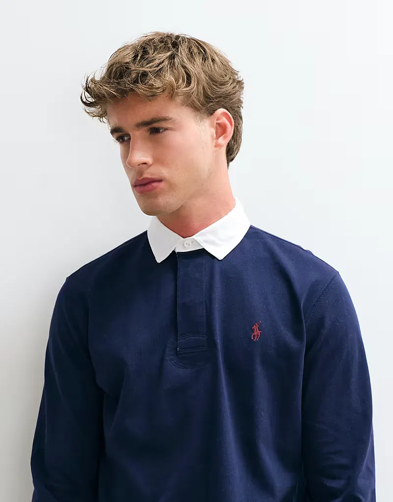 Рубашка-поло с длинными рукавами Polo Ralph Lauren, темно-синяя — фото 3