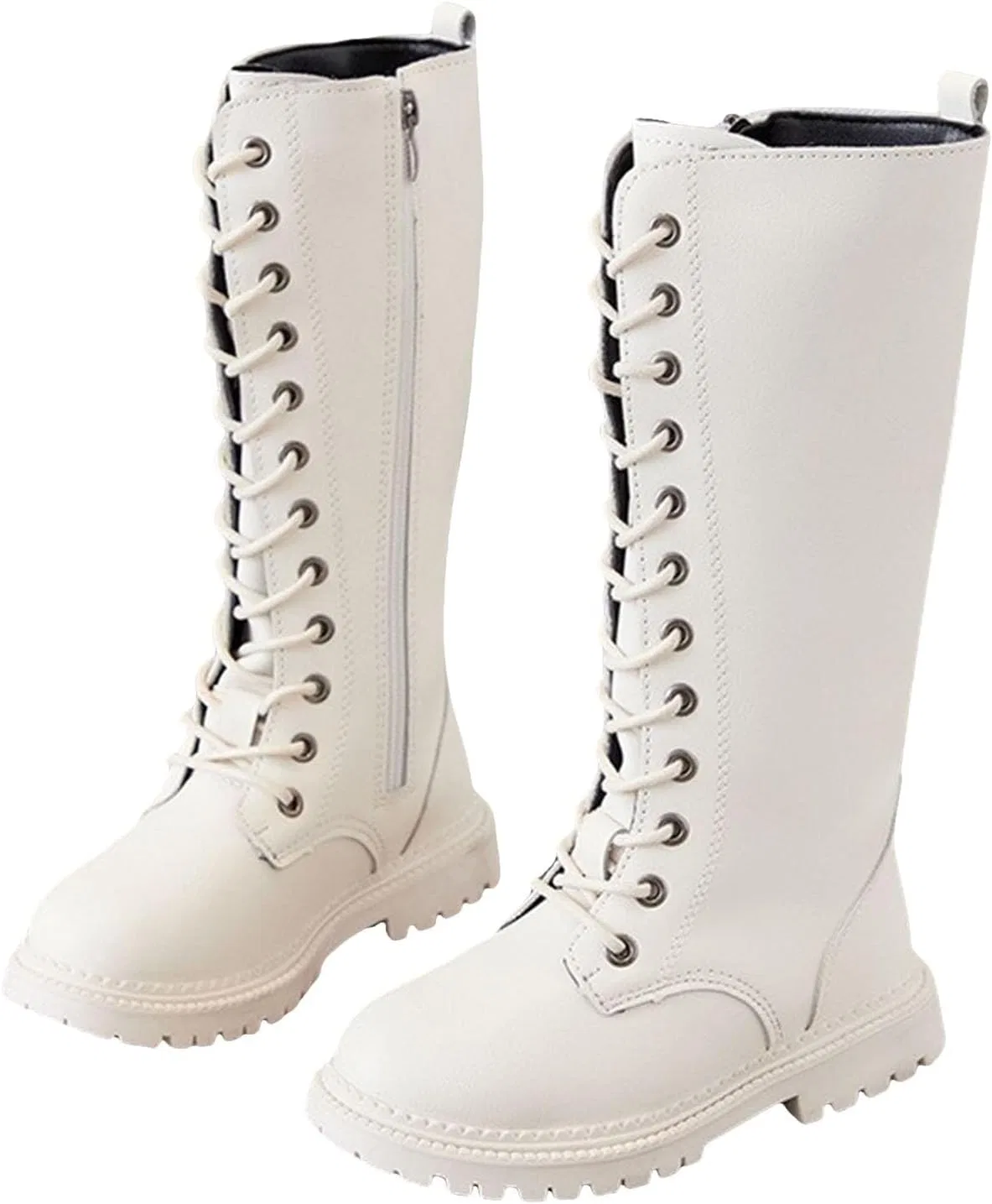 Детские ботинки для девочек на шнуровке с принтом Combat Boots, Beige