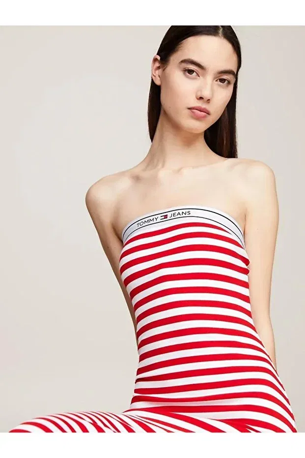 Женское платье-труба с полоской Tjw Logo Tape Stripe Tommy Hilfiger, Красный — фото 3