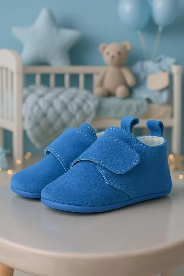 Детские пинетки из натуральной кожи с липучкой Booba Hapshoe, Blue