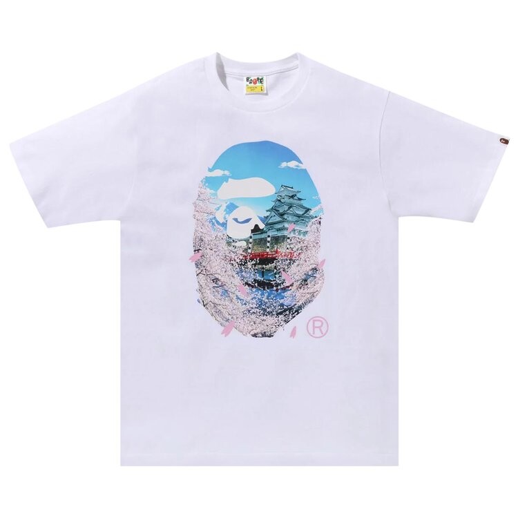 

Футболка BAPE Sakura Photo Ape Head 'White', белый