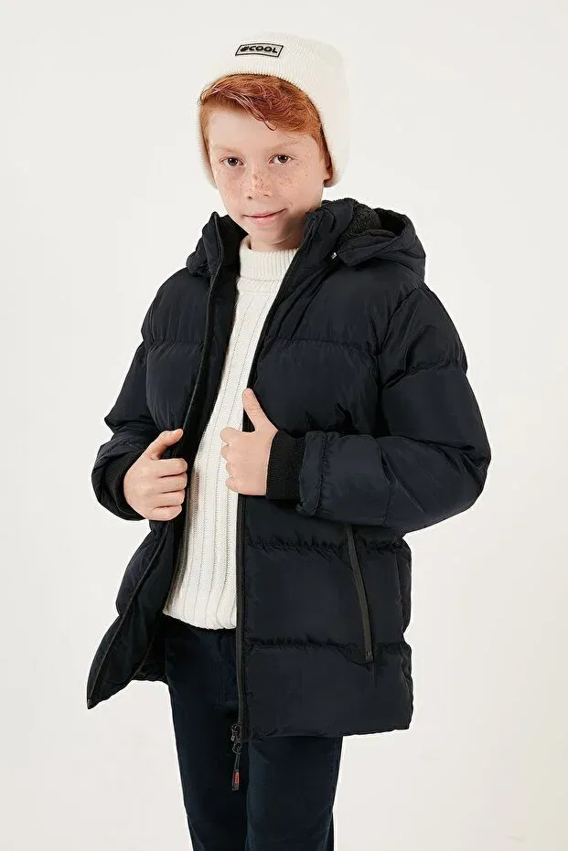 Детский пуховик для девочек с капюшоном Lela, Navy Blue — фото 2