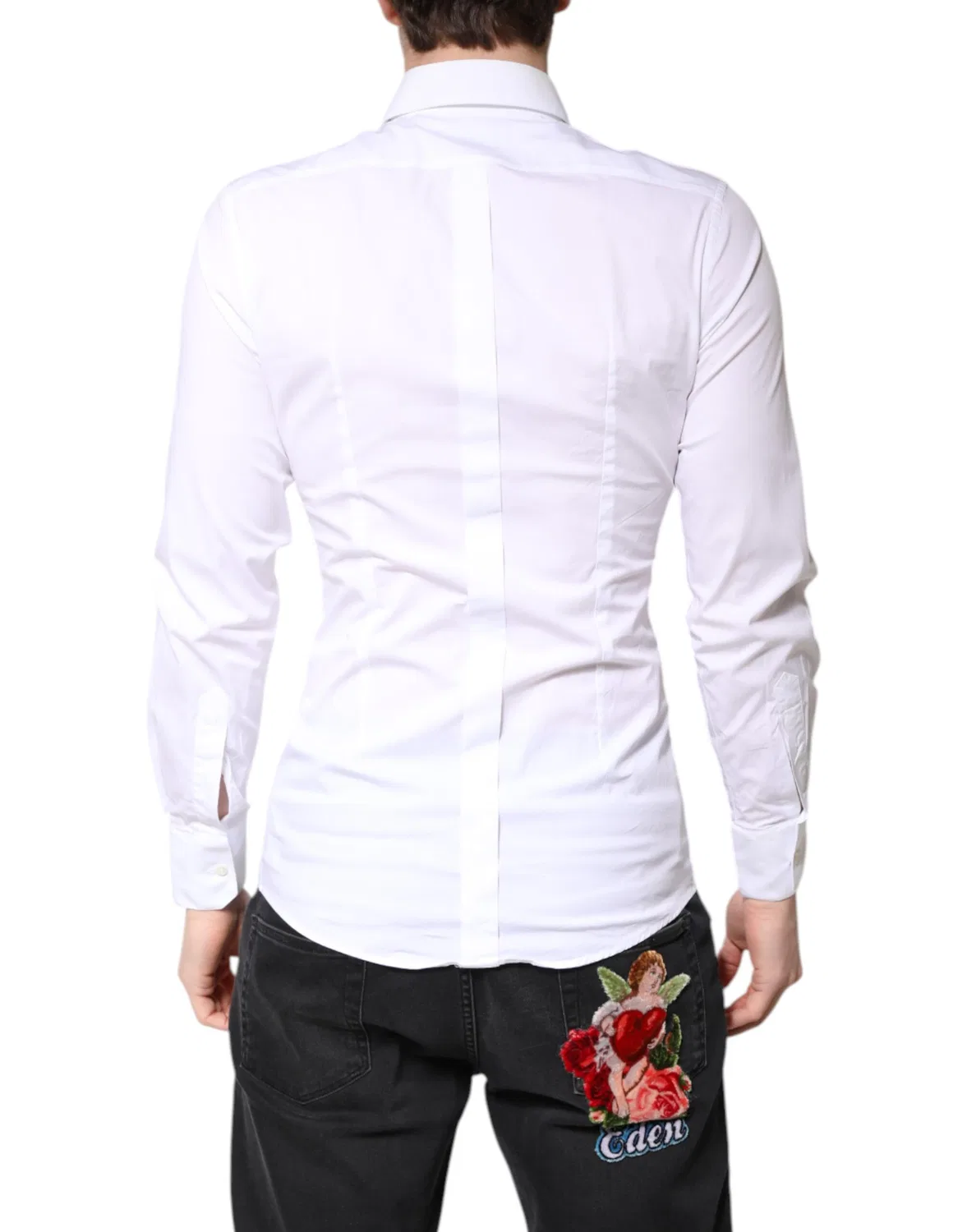 Мужская рубашка с длинным рукавом GOLD Dress Formal Collared Dolce & Gabbana, White — фото 4