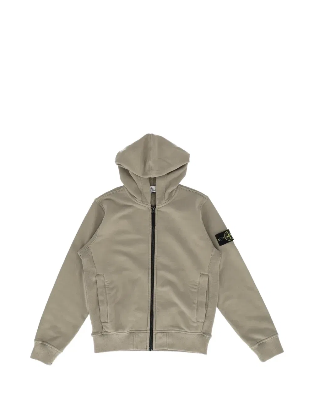 Худи на молнии с нашивкой-компасом Stone Island Junior, серый
