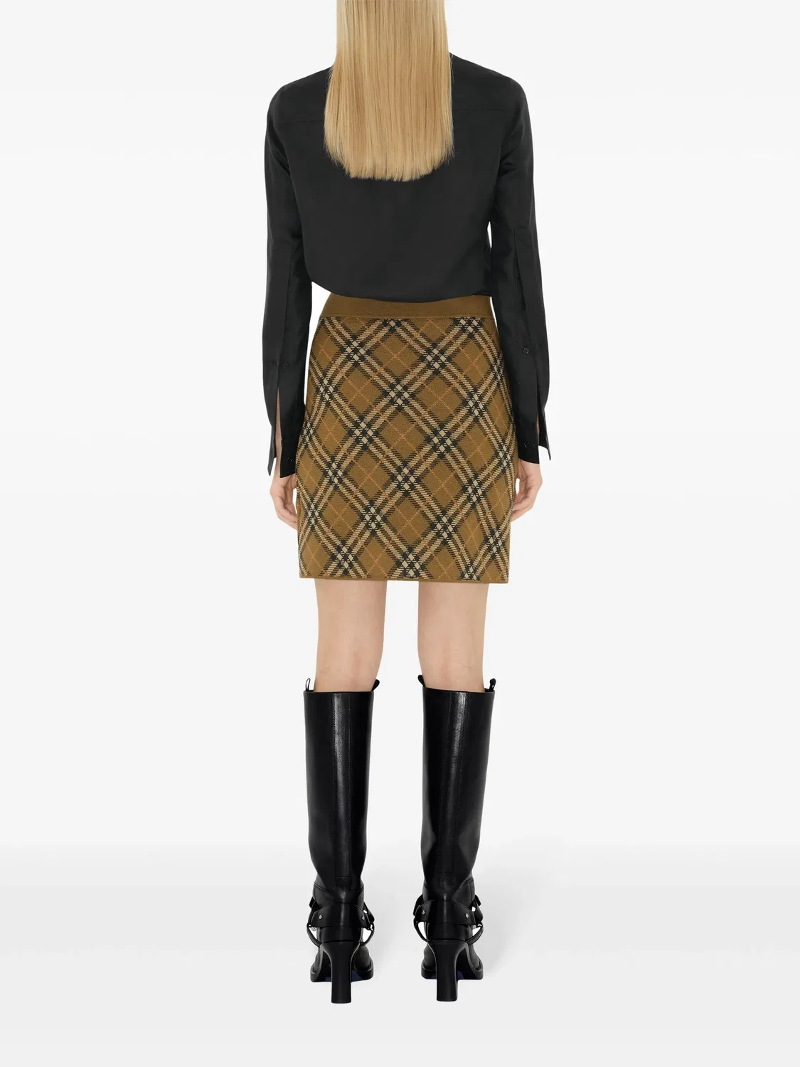 Мини-юбка с узором nova check Burberry, бежевый/мультиколор — фото 2