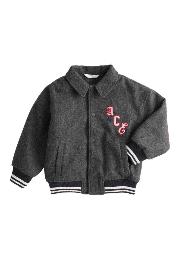 Куртка бомбер с вышивкой, unisex - bomber jacket, Marks & Spencer, коричневый