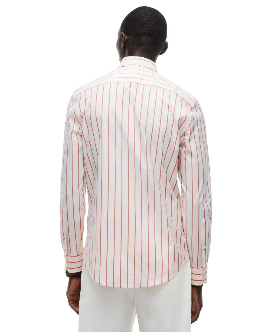Рубашка из поплина с принтом в полоску Performance Poplin Stripe Shirt Tommy Hilfiger, Brilliant Orange/Stripe — фото 4
