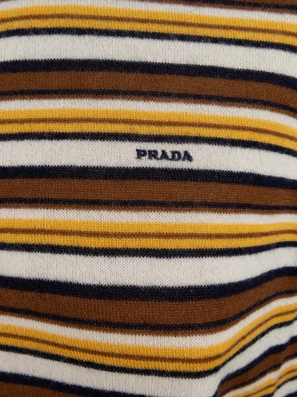 Полосатый свитер с короткими рукавами Prada, бежевый — фото 3